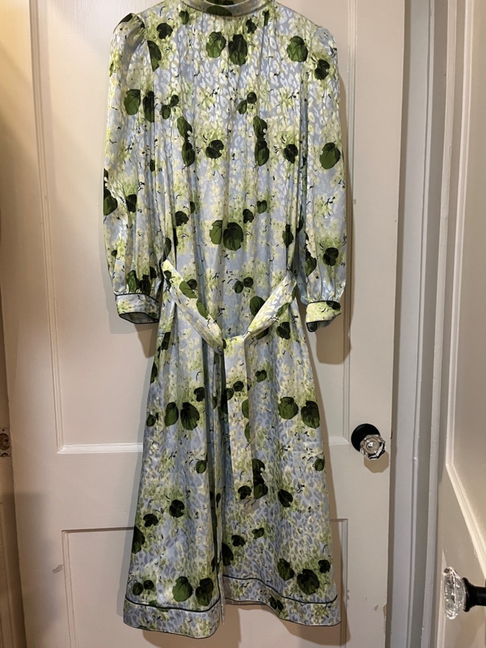 Tuckernuck Hydrangea Blooms Faven Dress - Light Blue and Green Floral Midi Dress